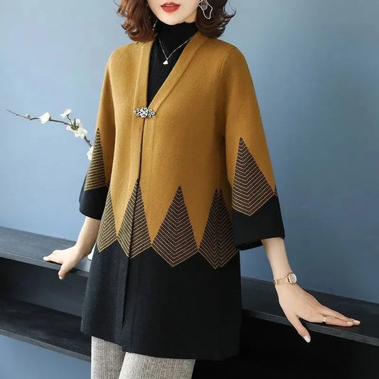 Classic Knit Sweater Cardigan Jacket 2022 New Noble Elegant Women Sweater Coat Female Cardigans 5XL